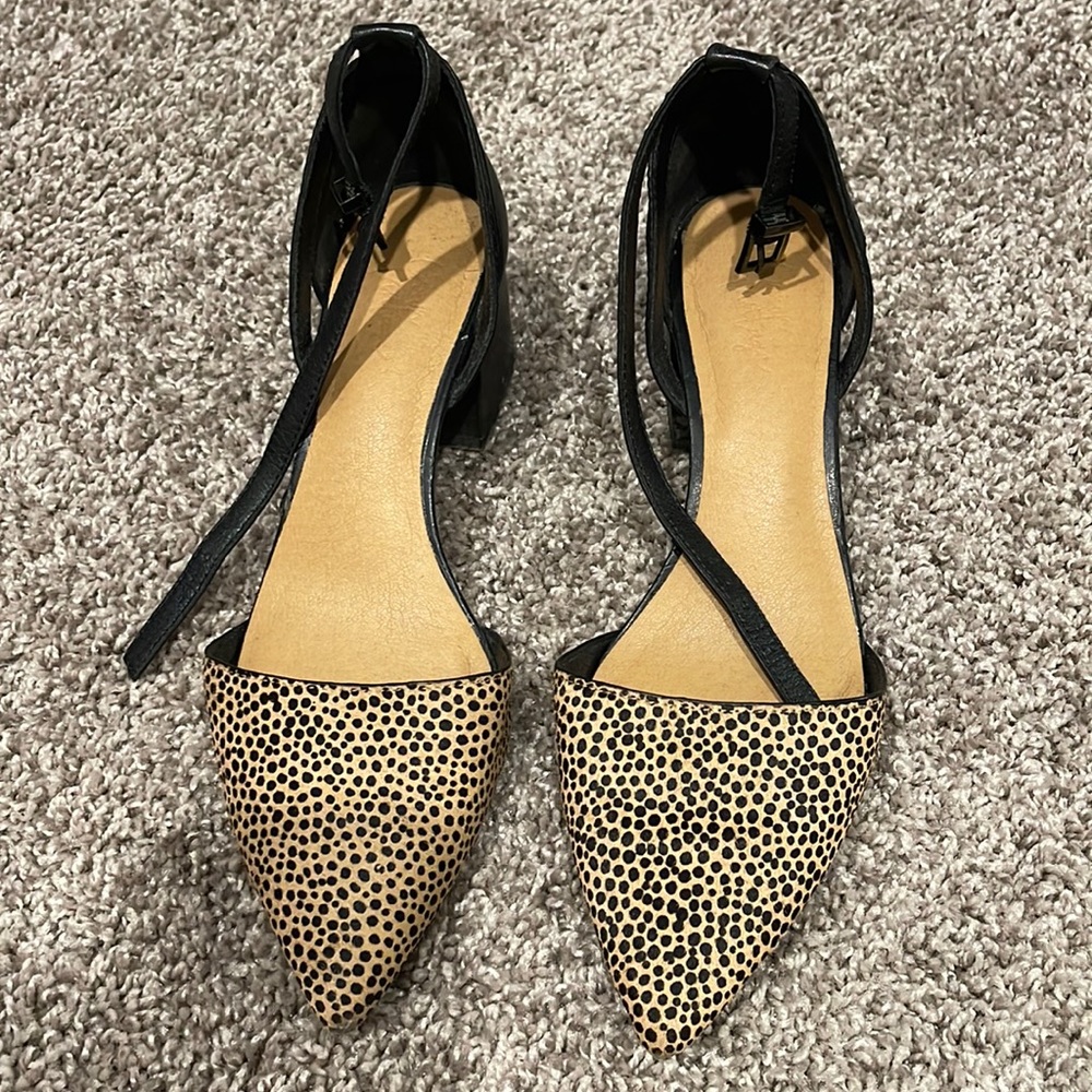 Low leopard Crown Vintage block heels with ankle strap.